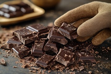 A stack of chocolates sitting on a table, perfect for decorative or promotional use