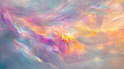 Yogurt mist with glowing fruits in a prismatic whirlpool