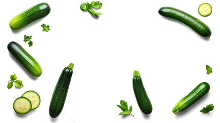 Fresh Zucchini Arrangement on Transparent Background