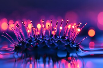 Abstract background of blue water drops on a pink background. Macro.