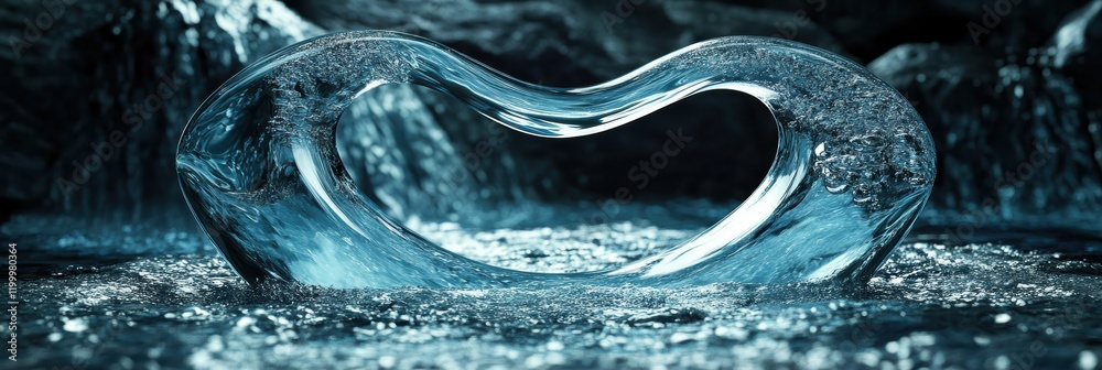 Poster water flows through a transparent infinity shape, creating a unique visual effect