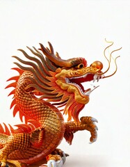lunar new year, the symbol of happiness is dragon fighting on a white background