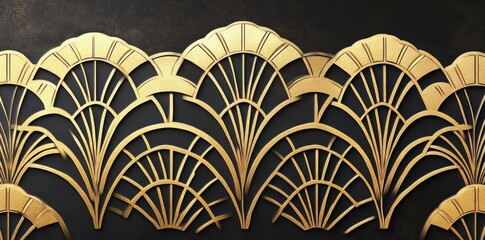 Elegant Gold Art Deco Fan Pattern Design