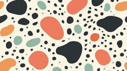 Fototapeta premium A colorful abstract pattern featuring irregular shapes in various colors on a light background.