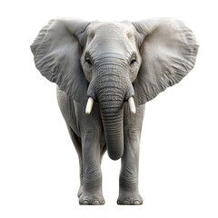 A powerful elephant with its trunk slightly raised isolated on transparent background