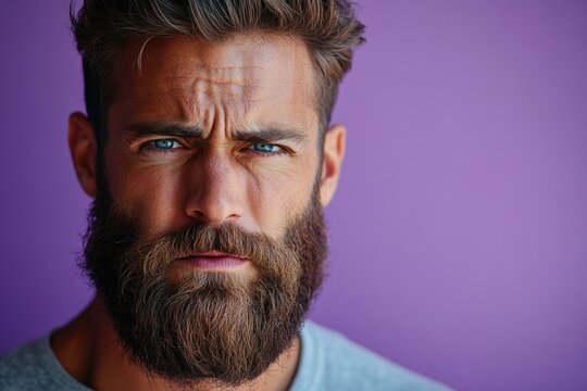Close-up portrait of a bearded man