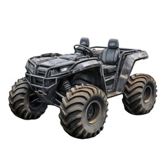A rugged off-road ATV with thick tires and a durable frame isolated on transparent background