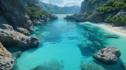 serene tropical beach with clear turquoise water