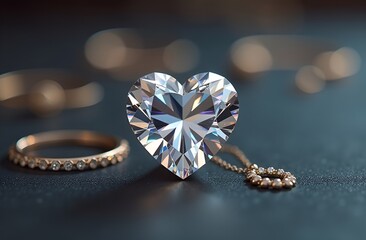 Volumetric transparent glass heart, consisting of many faces glowing from within. Valentine's Day