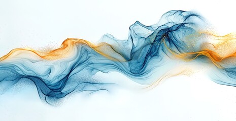 Obraz premium Abstract Blue and Gold Ink Waves - Modern Wall Art, Home Decor, Digital Art, Fluid Art Background