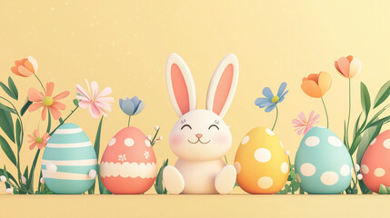 Obraz premium Easter illustration template with free space