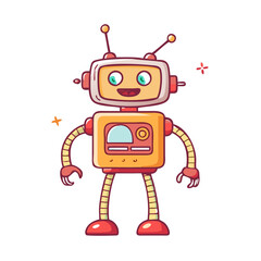 Naklejka premium retro vintage funny robot icon, retro vintage funny robot vector illustration-simple illustration of retro vintage funny robot, perfect for retro vintage funny robot logos and themed design 