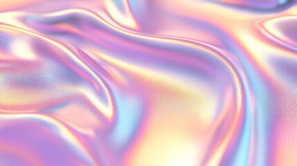 Fototapeta premium Colorful iridescent, holographic rainbow foil texture background. Iridescent fabric trendy cloth holographic texture purple pink blue metal
