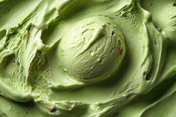 Fototapeta premium A scoop of green ice cream in a bowl, suitable for food or dessert photography