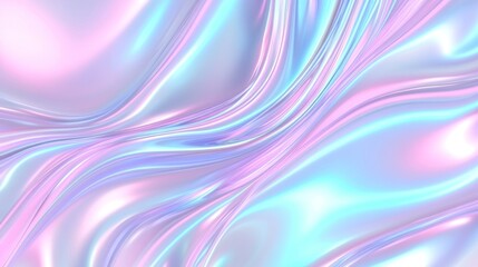 Obraz premium Colorful iridescent, holographic rainbow foil texture background. Iridescent fabric trendy cloth holographic texture purple pink blue metal