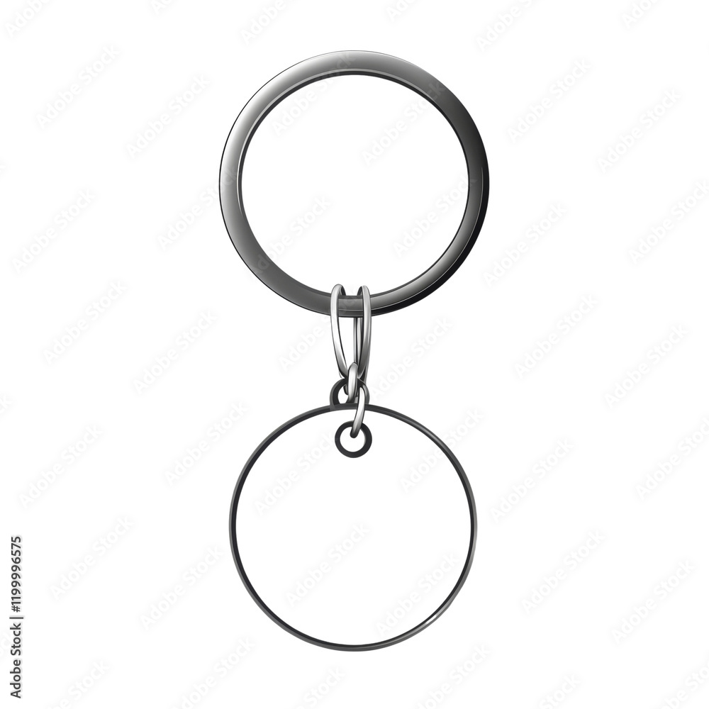 Aufkleber a simple metal keychain with a blank circular tag, ideal for branding or personalization.