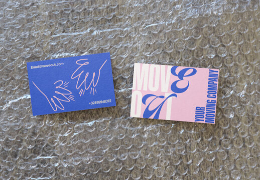 Business Card Design Templates on Bubble Wrap Background Ready for Custom Front and Back Design