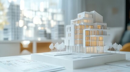 Modern Architectural Concept Model with Valuation Elements