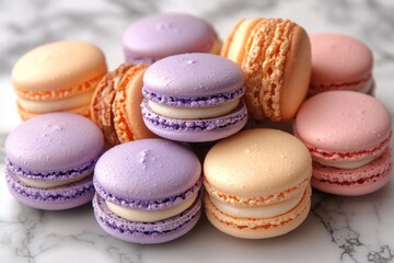 Obraz premium colorful macaroons on a wooden table