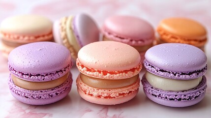 Fototapeta premium colorful macaroons on a wooden table