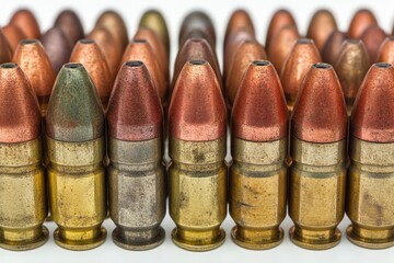 A collection of bullet shells captured in a close-up shot