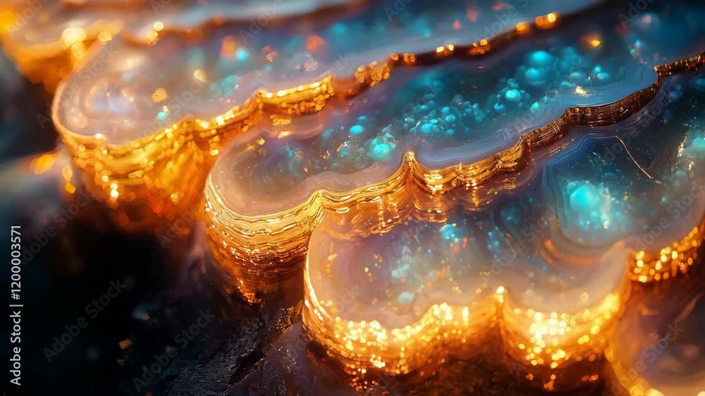 Wall mural a close-up of colorful agate stone showcasing vibrant hues and intricate patterns.