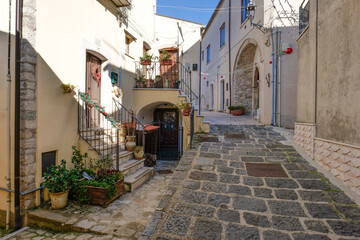Obraz premium A street in Zungoli, a town in Campania, Italy.