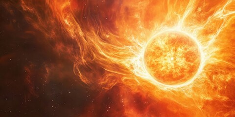 Fiery Celestial Body Enveloped In Cosmic Nebula