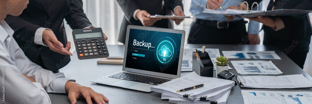 Poster backup storage data internet technology business concept. database storage cloud technology file dat