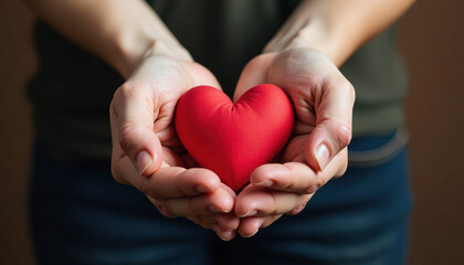 Obraz premium Heart held by both hands, a beautiful symbol of love and kindness for Acts of Kindness Day.