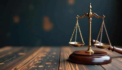 Golden scales of justice illuminated by soft lights symbolizing the significance of World Day of Social Justice.