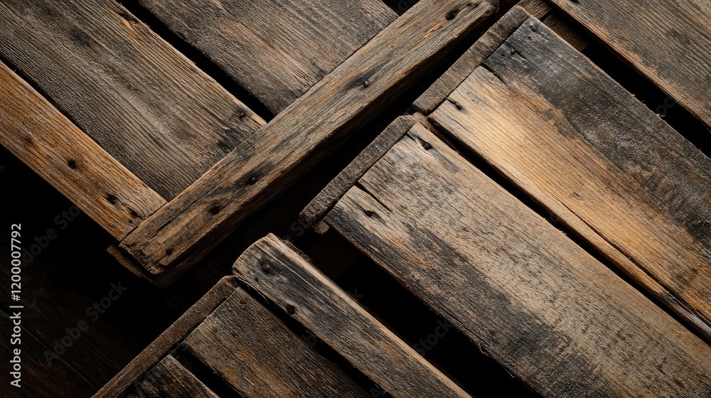 Poster intersecting weathered wooden planks rustic texture