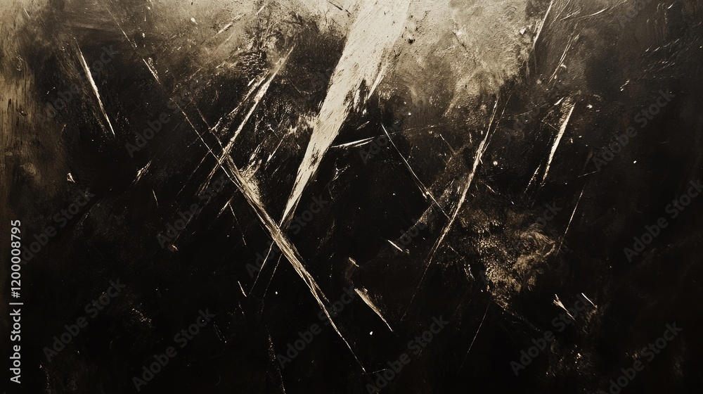 Poster Abstract Dark Canvas With Beige Scratch Marks