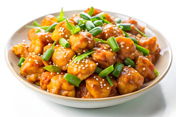 Fototapeta premium Delicious Honey Garlic Chicken Stir-Fry Ready to Serve