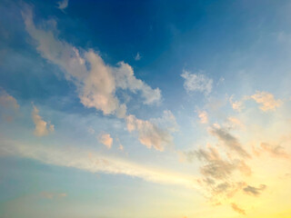 Beautiful sky with natural gradations. Thick clouds in the dusk sky on a winter night. Image of a cloudy sky in the afternoon. View of the night sky with golden light from the evening sun