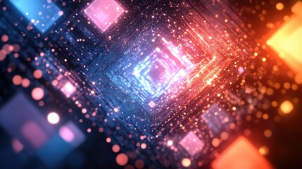 Obraz premium Abstract Digital Background with Colorful Lights and Patterns