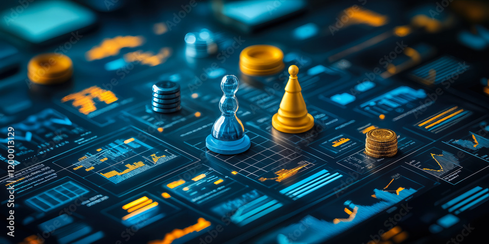 Poster innovative data-driven business strategy and decision making with analytics tools and insights visua