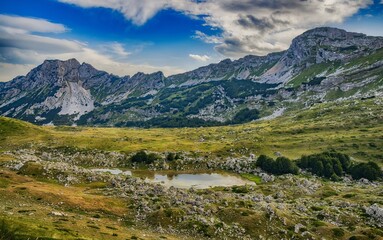landscape with lake and mountains