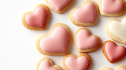 Obraz premium Delightful pink and white heartshaped cookies, sweet treat for valentine's day special occasions