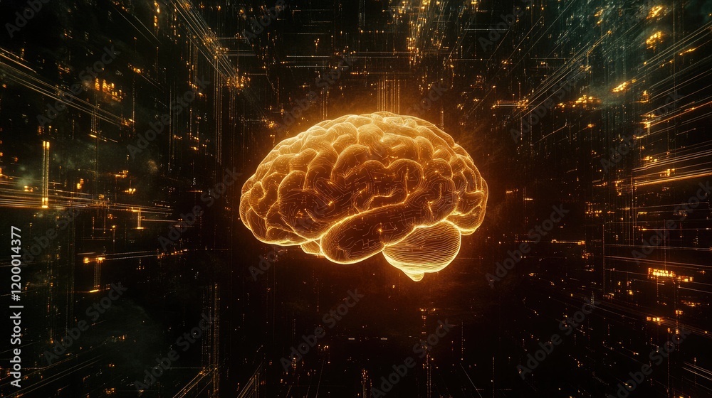 Poster Digital Brain Within A Network Of Light And Data