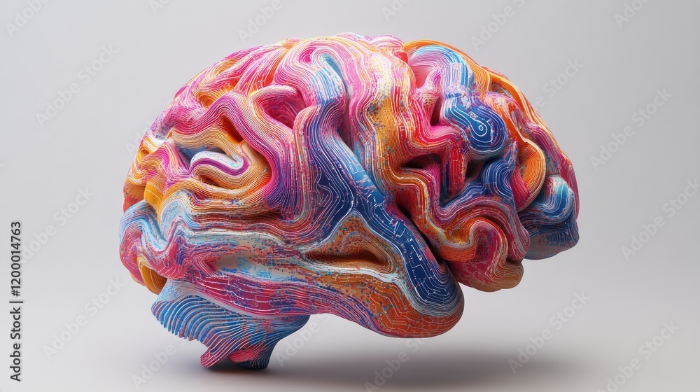 Poster abstract colorful brain artistic render