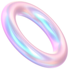 3D Rendering Holographic Twisted Ring Glossy Illustration
