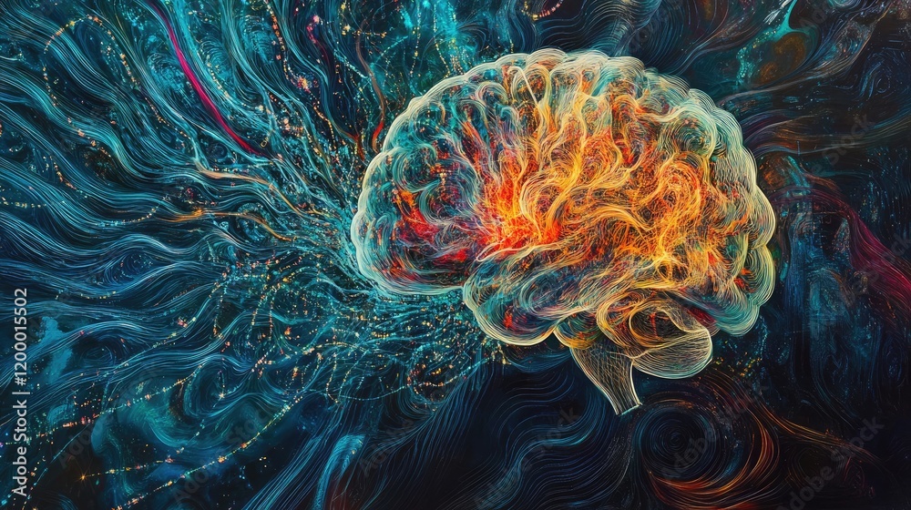 Poster abstract brain neural network connections artwork