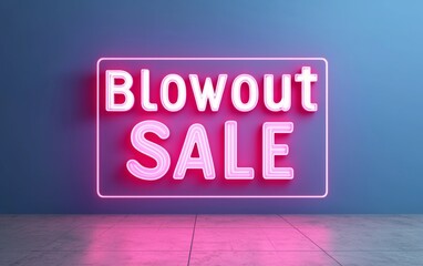 Bright neon sign promoting a blowout sale, ideal for marketing materials and advertisements in retail and commerce.