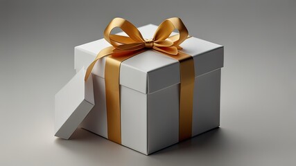 White gift box with ribbon