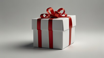 Fototapeta premium Red gift box with ribbon