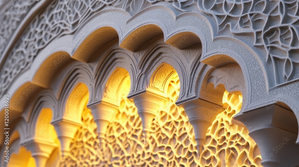 Poster Intricate Architectural Arches Illuminated From Within