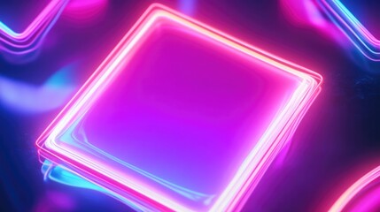 A pink square surrounded by bright neon lights