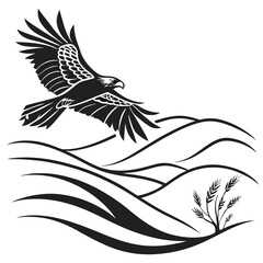 Desert Wind vector silhouette black design white background