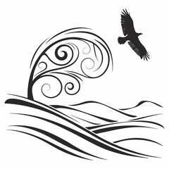 Desert Wind vector silhouette black design white background